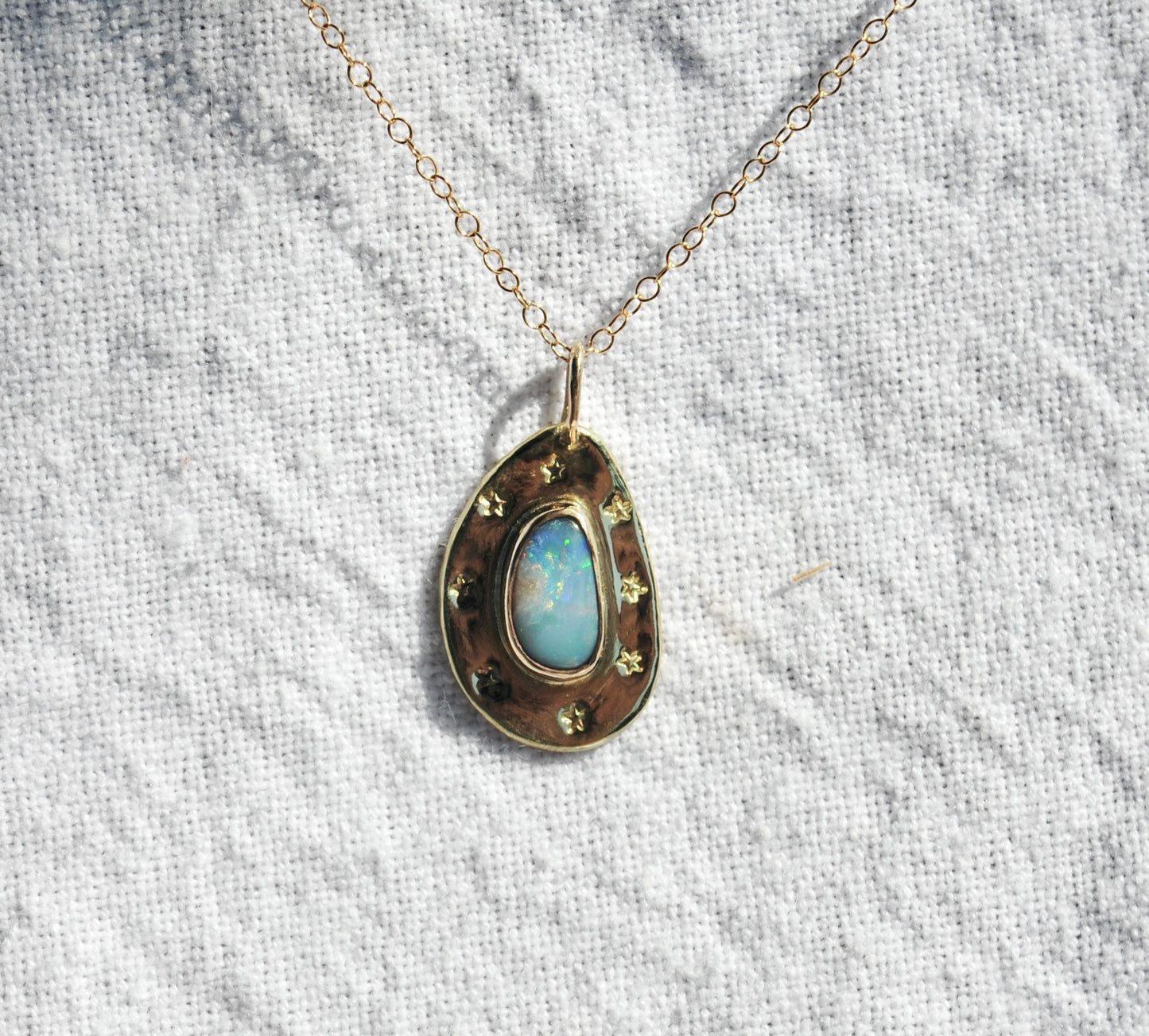 Starry Night Opal Pendant | Golden