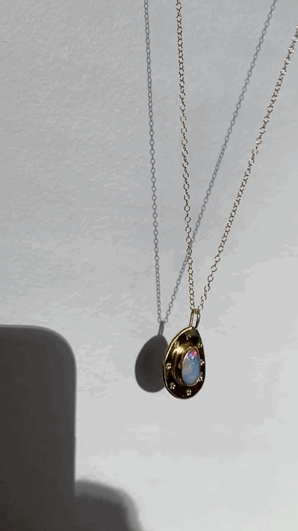 Starry Night Opal Pendant | Golden
